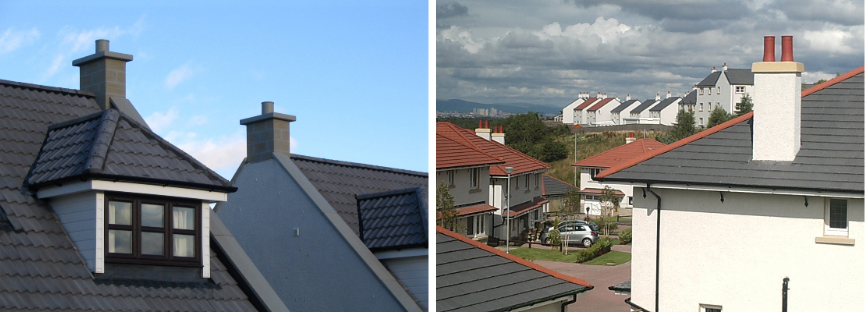 Cast Composite Bricks and Stone Chimney Copes